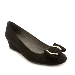 Stuart Weitzman Caring Black Suede Wedge Pump 5